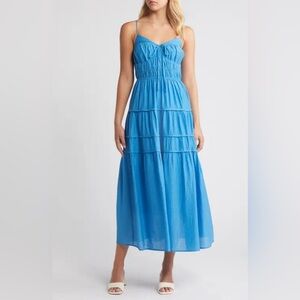 Moon River Blue Smocked Tiered Sundress